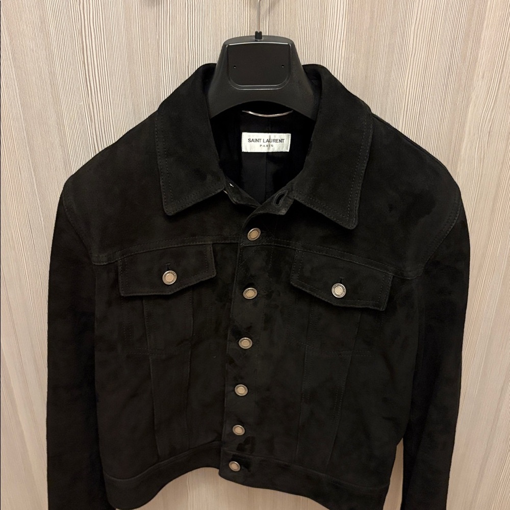 Saint Laurent - Black Suede Denim Jacket - Size 46